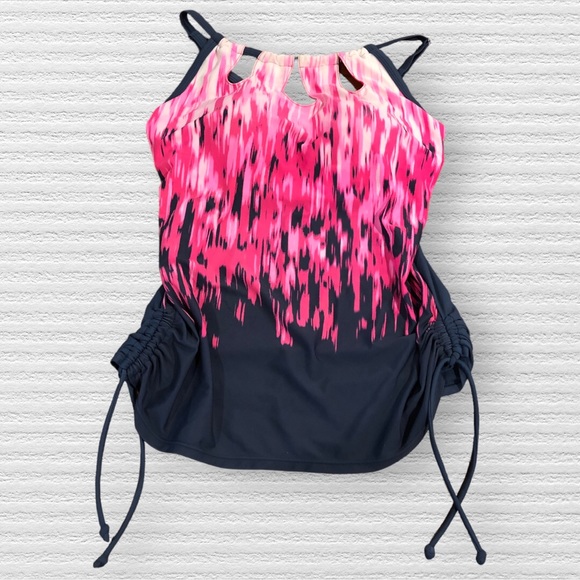 Free Country Ruched-Side UPF 50 Halter Tankini Top - Picture 1 of 8